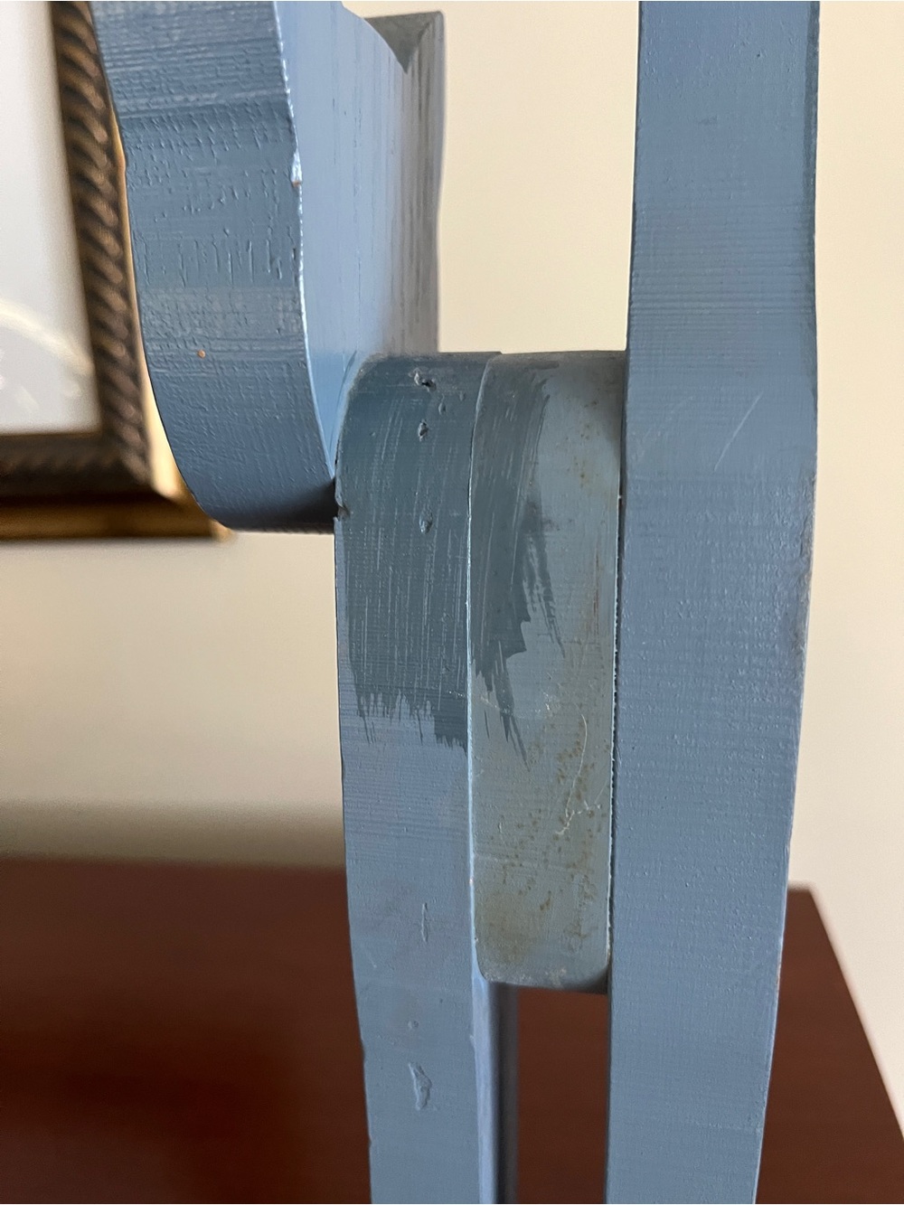 Handmade Wooden Grey Blue Tall Cat Figurine - Picture 3 of 8